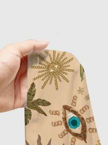 ROMWE Fairycore Hippie Vacation Sexy Lady Sun Moon Star Coconut Tree Sun Women Camisole - Beige - View 5