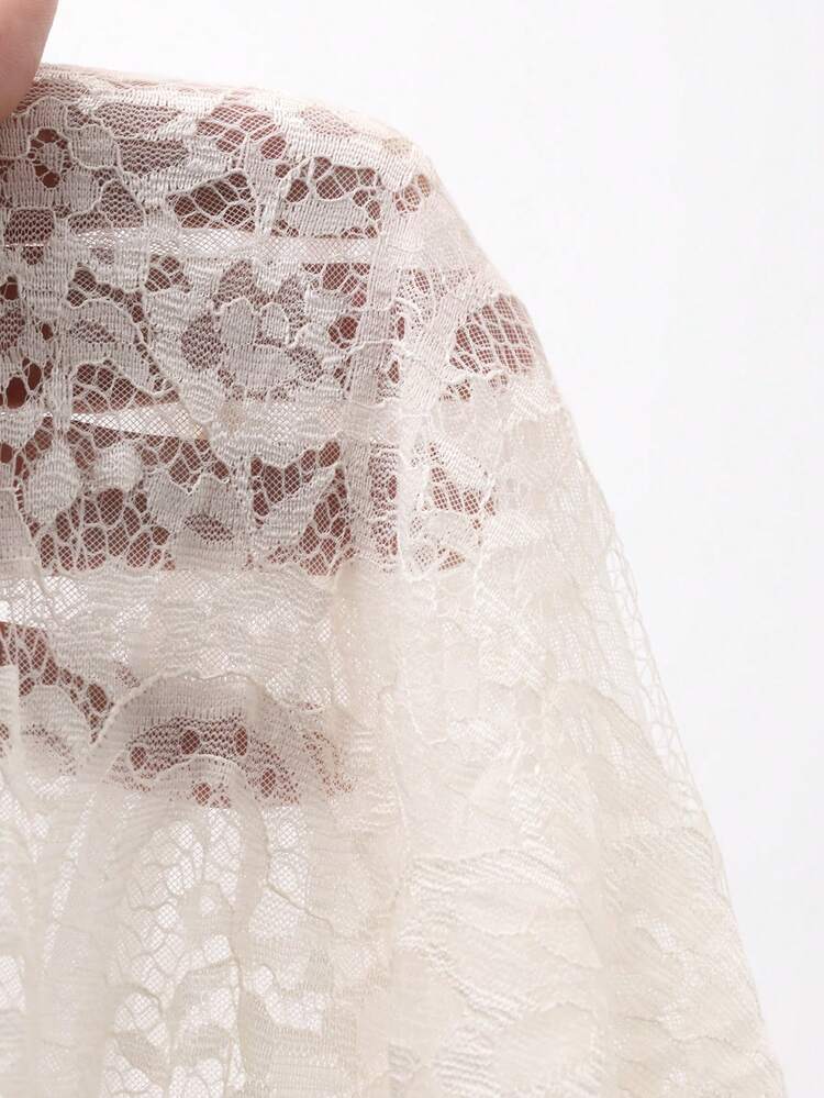 Women's V-Neck Elegant Contrast Lace Slimming Long Sleeve Dress Sundress