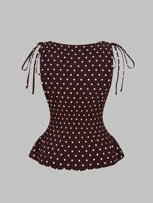 Áo camisole nữ cỡ lớn Sweetra kiểu dáng cổ điển thanh lịch Pháp màu đen trắng chấm bi, dây thắt nơ, ôm sát eo, vừa vặn, thoải mái và đa năng, phù hợp cho các lễ hội âm nhạc, kỳ nghỉ, đi chơi hàng ngày, tựu trường, lễ tốt nghiệp, giáo viên nữ, mùa xuân/hè, phong cách Y2K, thời trang đường phố, Halloween, Lễ Tạ ơn, Giáng sinh, tiệc năm mới. - Nhiều màu - Xem 2