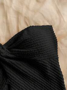 SHEIN Conjunto de 2 piezas de top sin mangas y falda asimétrica holgada, informal y minimalista para niña preadolescente - Negro - Ver 3