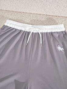 Teen Girl Contrast Collar Long Sleeve T-Shirt And Pants Set - Grey - View 8