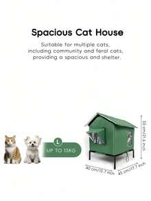 Casa per gatti da esterno pieghevole, isolata e riscaldata, spaziosa e rimovibile, per gatti randagi e da compagnia, portatile e facile da pulire, impermeabile - L-45*40*55 cm - Visualizzare 3