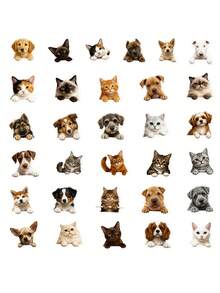 56sheets/Set Realistic Cat And Dog Doodle Stickers, Cute Pet Decorations For Suitcases And Mobile Phones - Multicolor - View 5