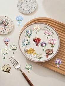 50张/包 花朵贴纸 DIY笔记本防水贴纸，适用于水瓶、电脑、笔记本、行李箱、手机壳、笔记本电脑、自行车和滑板。它们也可用于节日、生日、母亲节等场合。 - 彩色 - 查看 6