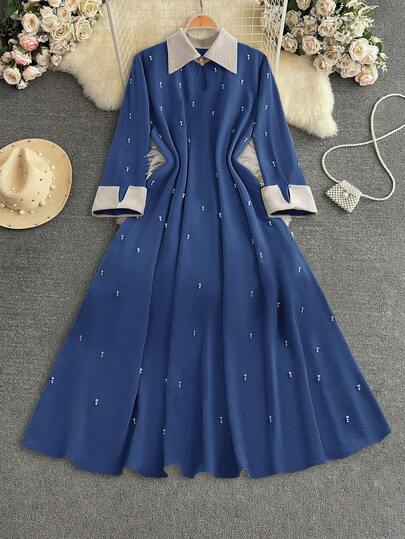 Al Najma Robe maxi élégante de navettage pour femmes avec ornements de perles