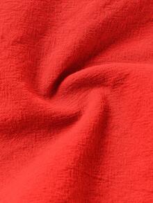 Cozy Pixies Baby Girl Floral Embroidery Pattern Navy Collar Half-Open Front Sleeveless Dress - Red - View 5