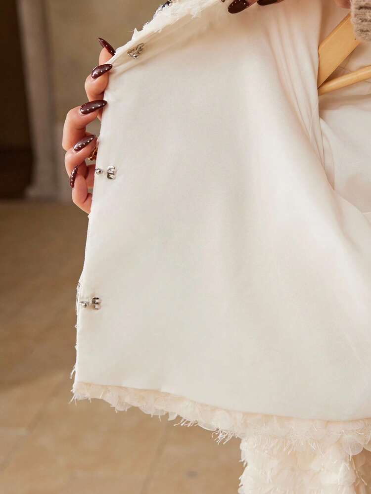 WOMEN'S RHINESTONE EMBELLISHED OPEN FRONT JACKET