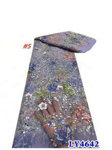 French Embroidered Beaded Lace Fabric High Quality Nigerian Sequin Trim Material For Bridal Wedding Gown Sewing Crafting DIY Dressmaking Evening Wear Design - Multicolor - View 29