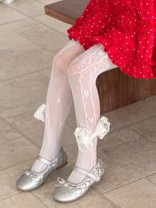 DAZY Quần tất thời trang trang trí nơ cho bé gái, thích hợp để phối cùng váy. - trắng - Xem 1