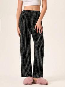 Loomlin 女士棉质撞色圆点图案家居睡裤