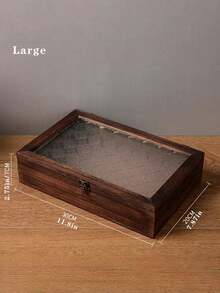 1 hộp đựng trang sức bằng gỗ thủ công kiểu cổ điển - Có nắp kim loại dập nổi, hộp đựng đồ bằng gỗ màu nâu kiểu retro có khóa cài, hộp đựng đồ để bàn kiểu Bắc Âu dùng để đựng trang sức, phụ kiện nhỏ, mỹ phẩm. - Màu gỗ - Xem 15