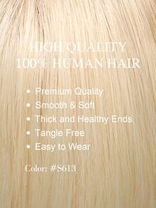 女士真发发片 适合稀疏头发的女士的真人发片 蕾丝发片 夹式接发 金色 金色 S613#