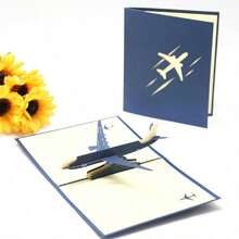 1pc 3D Airplane Model Greeting Card Creative Hand Hollowed Out Paper Paper Cuttings Party Gift Holiday Supplies Birthday Wishes Card,Back To School,School Supplies - Multicolor - View 7