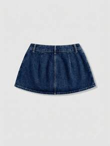 ROMWE Grunge Punk Women's Summer Fashion Street Punk Style Cross Rivet Decor Denim Mini Skirt - Dark Wash - View 2