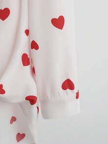 Écloséra New Asymmetrical Heart Graphic Long Sleeve Blouse For Women, Spring/Autumn - Multicolor - View 3