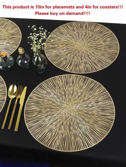 Juego de manteles individuales de 1/2/4/6/8 manteles individuales de PVC para mesa de cocina interior/exterior, lavables, resistentes al calor, limpiables, manteles individuales y posavasos para camping, festival, boda, fiesta