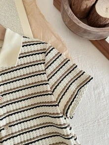 男童针织条纹 Polo 领休闲衬衫 - 彩色 - 查看 4