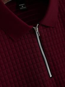 Core Aspect Men's Solid Color Raglan Short Sleeve Waffle Polo Shirt Set Mens Knitted Set Burgundy Outfit Men Casual Two Piece Set Men Mens Co-Ord Set Men 2 Piece Set Red Old Money,Daily Leisure, Weekend Trips, Outdoor Activities, Travel Expeditions, Relaxed Work Environments Or Semi-Formal Occasions,Boyfriend/Husband Gift, Anniversary Gift Christmas Outfits - Burgundy - View 3