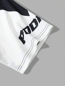 ROMWE MEN Men's Minimalist Print Short Sleeve Polo Shirt - Multicolor - View 3