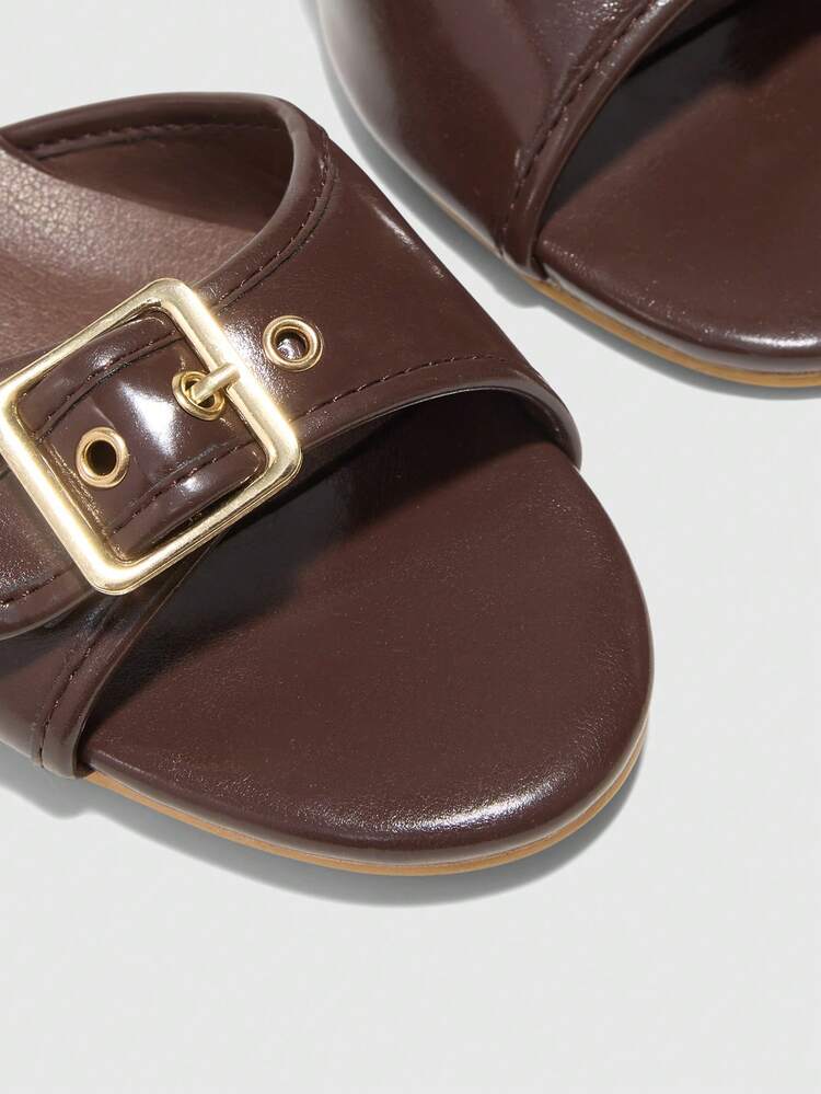 CUCCOO BIZCHIC Women's Buckle Design Fashion Daily Wear Stiletto Slide Sandals Valentine's Day