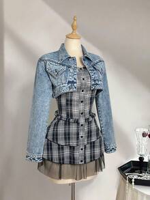 Elamini Women's Casual Fashion Street Chic Daily Commute Super Short Denim Jacket - Light Wash - View 1