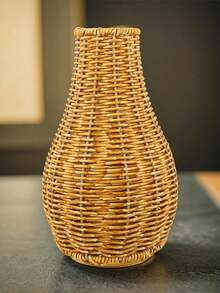 手工编织藤条干花花瓶，天然波西米亚风农舍装饰，适用于婚礼、生日派对、春夏房间装饰，可放置于客厅、卧室、窗台，也是毕业返校礼物之选。玻璃花瓶搭配干花，营造温馨家居氛围。 - 棕色 - 查看 11
