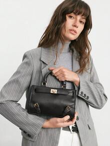 SHECARRY Fashionable Versatile Commuter Buckle Design Handbag - Black - View 1