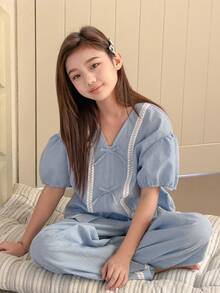 DAZY Tween Girls Plaid Loungewear Set