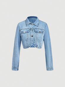 Sweetra Fashionable Casual Denim Jacket And Coat For Women - Blue - View 1