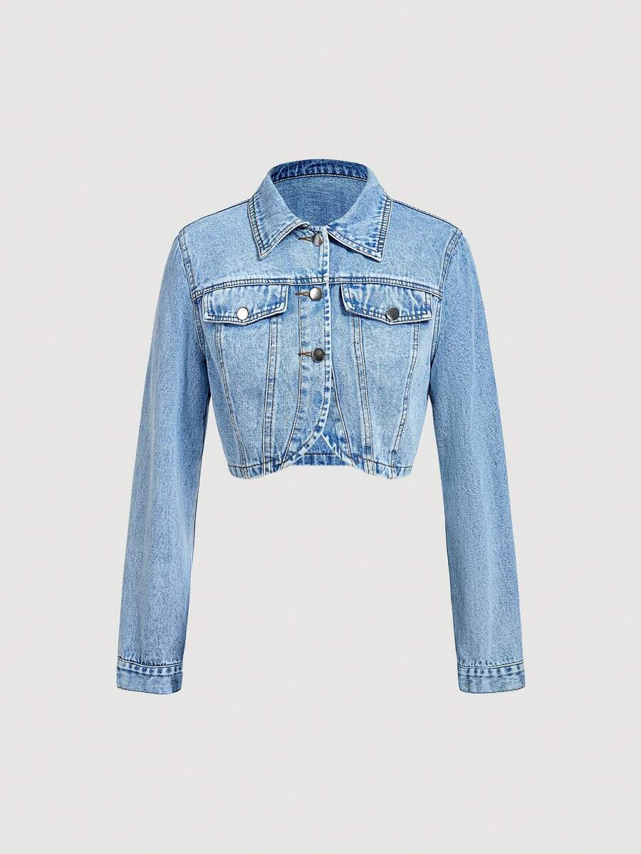 Sweetra Fashionable Casual Denim Jacket And Coat For Women - Blue - View 1