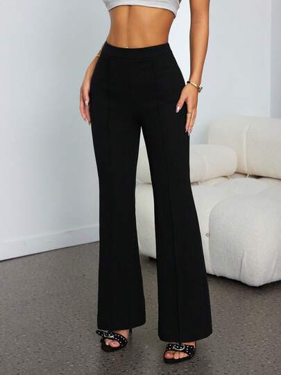 SHEIN PETITE Commute Minimalist Office Old Money Simple Sexy And Elegant Black And White Polka Dot Women's Pants