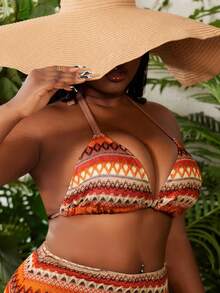 Slaydiva Plus Size Women's Fashionable Bohemian Style Bikini Top, Suitable For Beach Wear In Summer - Multicolor - View 4