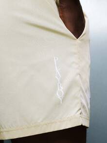 PLAYBOY X SUMWON Bunny Logo Beach Swim Trunks With Elastic Drawstring Waistband And Side Pockets Summer Casual Swimwear - Yellow - View 7