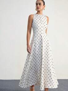 Aveloria Modichic New Elegant Polka Dot Print A-Line Dress - White - View 5