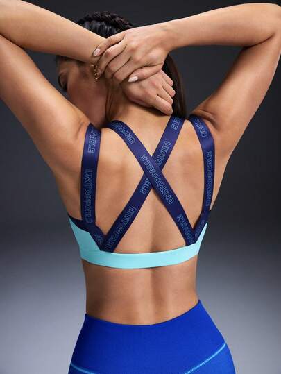 Powerista Women's Summer Fashion Letter Jacquard Breathable Sports Bra