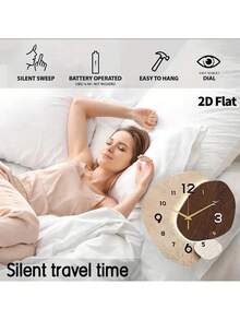 1 PIEZA Reloj de pared decorativo abstracto y creativo, movimiento de cuarzo súper silencioso, sin tic-tac, adecuado para decorar relojes en salas de estar, dormitorios, oficinas, restaurantes y cafeterías, regalo decorativo perfecto para amigos y familiares, decoración del hogar, decoración de la habitación - 1pc - Ver 9