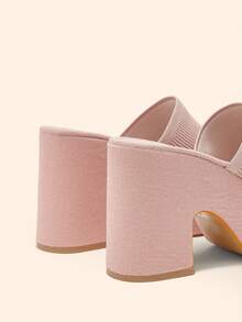 CUCCOO BASICS 女士露趾粗跟穆勒凉鞋，透气春夏派对防水厚底高跟鞋，黑色，圣诞节适用 - 卡其1 - 查看 5