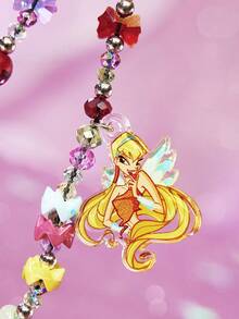 The Winx X SHEIN Dây đeo điện thoại hoạt hình dễ thương và ngọt ngào, mặt dây chuyền điện thoại, dây chuyền điện thoại, trang sức điện thoại đính hạt thủ công, mặt dây chuyền túi xách, móc khóa. - Nhiều màu - Xem 6