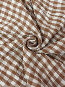 SHEIN LUNE 女士休闲格子撞色无袖中长连衣裙，春夏日常基本款 - 卡其色 - 查看 7