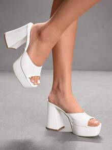 CUCCOO SZL 踝带露趾高跟凉鞋，度假鞋，夏季情人节礼物，夏季鞋，春季鞋，春假复活节舞会高跟鞋 - 白色 - 查看 4