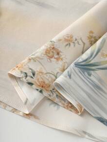 Olithes Women's High Waist Elegant Fashion Versatile Draping High-End Chinese Style Landscape Painting Print Tie Waist Skirt - Khaki - View 7