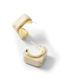 MOTF PREMIUM FASHIONABLE GEOMETRIC RESIN EARRINGS, UNIQUE DESIGN PERSONALIZED SILVER NEEDLE EARRINGS, VERSATILE EARRINGS FOR WOMEN - Gold - View 7