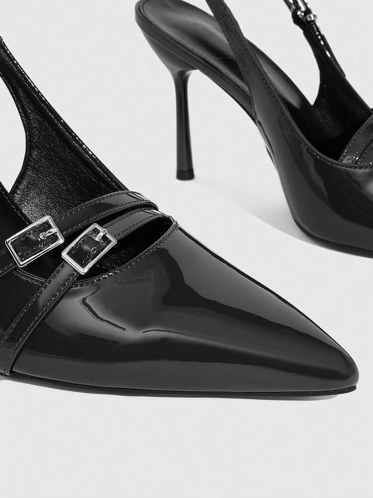 CUCCOO SZL French Metal Buckle Temperament High-Heeled Sandals, Multi-Metal Buckle Belt Decoration To Enhance The Sense Of Design, Suitable For Daily Commuting Of Women In The Workplace, But Also Suitable For Business Negotiations, Small Parties And Other Semi-Formal Settings