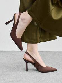 CUCCOO BIZCHIC Women's Pointed Toe Fashion Open Toe High Heel Pumps Spring Shoes Spring Break Easter Spring Shoes - Chocolate Brown - View 5