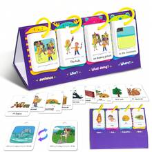 Un conjunto de 80 tarjetas didácticas para el desarrollo educativo y cognitivo de la primera infancia para aprender palabras y construcción de oraciones, con diseños de dibujos animados ilustrados para el aprendizaje interactivo del inglés entre padres e hijos. - Multicolor - Ver 2