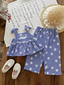 LMoss Kids 女婴格子吊带连体衣和打底裤两件套 - 彩色 - 查看 3