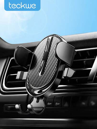 Teckwe Car Phone Mount, Phone Holders For Your Car With Metal Hook Clip, Air Vent Cell Phone Stand Car Mount, Universal Automobile Cradle For Garmin GPS Fit IOS Android And All Smartphones, Dark Black