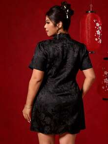 Elenzga 大码提花针织镂空连衣裙，春夏款 - 黑色 - 查看 2