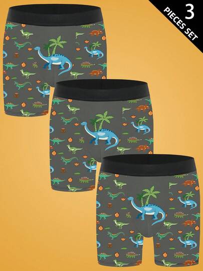 3条装男士印花平角内裤