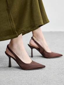 CUCCOO BIZCHIC Women's Pointed Toe Fashion Open Toe High Heel Pumps Spring Shoes Spring Break Easter Spring Shoes - Chocolate Brown - View 6
